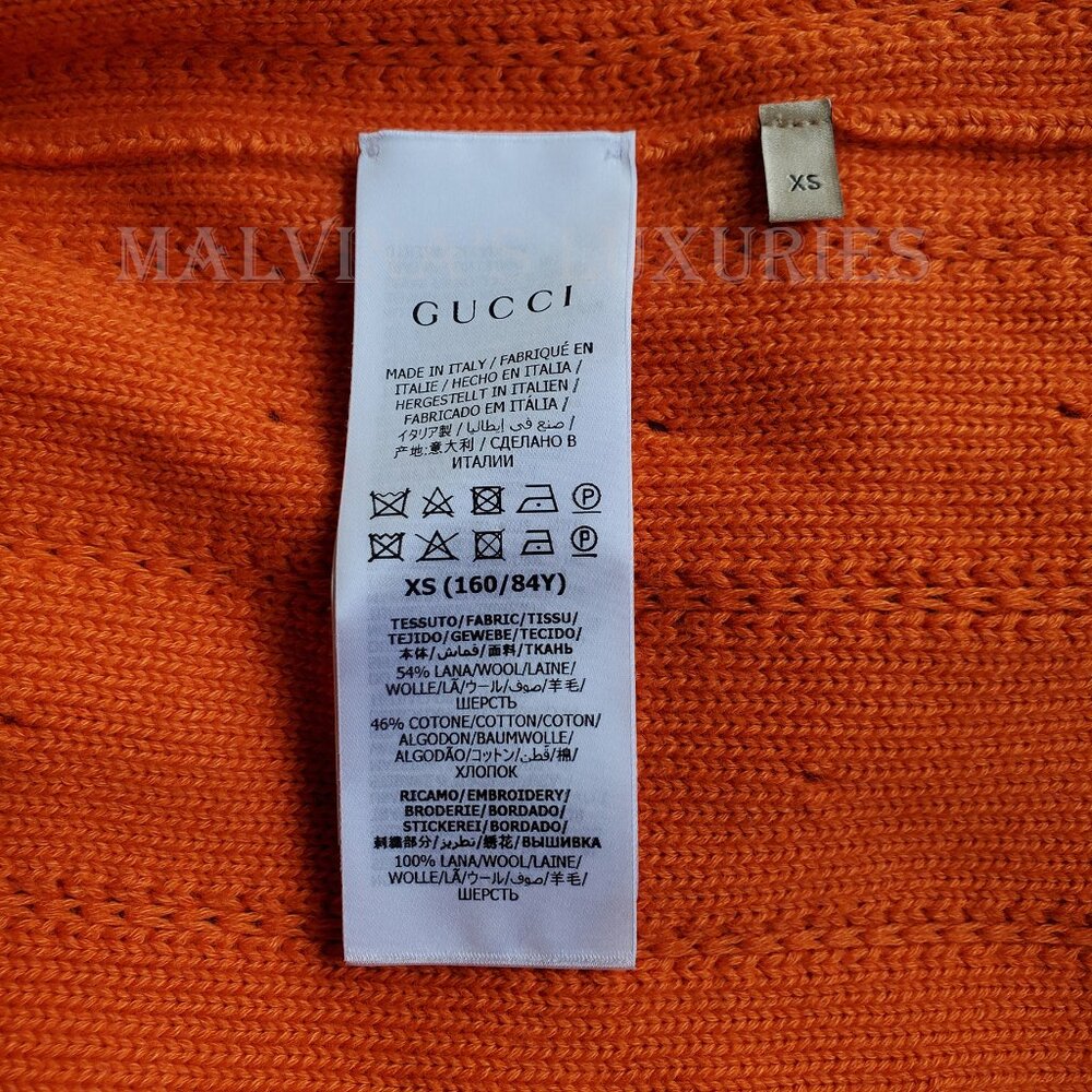 GUCCI SWEATER ORANGE WOOL BLEND FLORAL EMBROIDERED JUMPER sz XS EXTRA SMALL - Picture 14 of 16